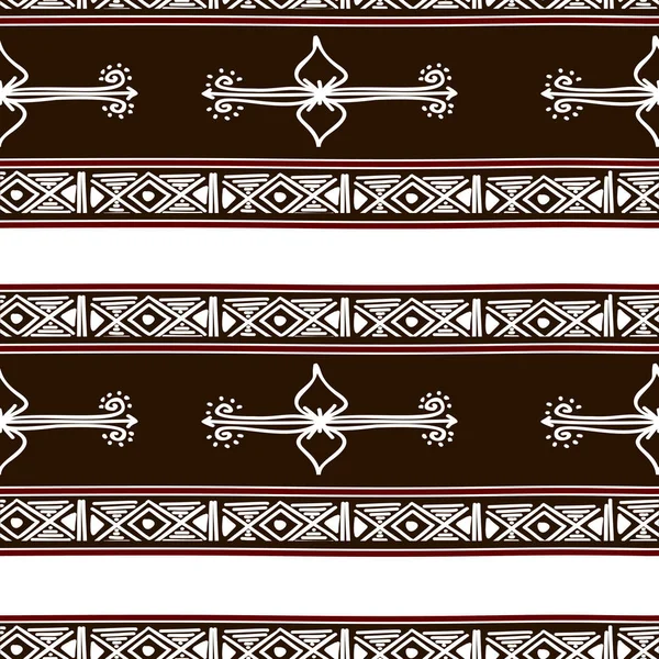 Aztec Nahtlose Muster Mit Braunen Farbstreifen Tribal Hand Gezeichneten Mehrfarbigen Stockillustration