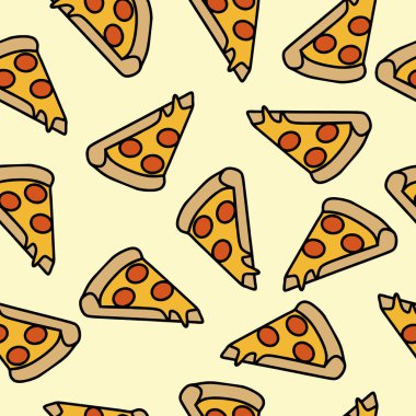 Pizza dilimi seamless modeli şirin elle çizilmiş