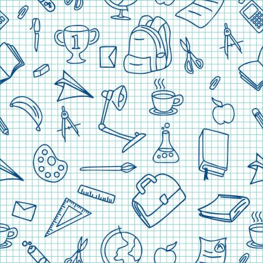 Öğrenci tools nesnesi çizim sorunsuz doodle okul hat sanatı.