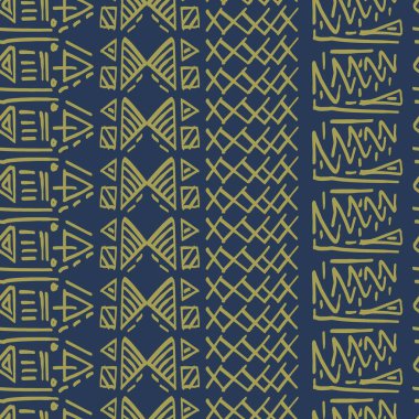 Kesintisiz çizgili desen etnik ve kabile motifleri ile Mısır tema. Vintage retro tekstil baskı vektör çizim için çizim.