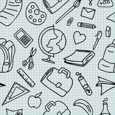 Öğrenci tools nesnesi çizim sorunsuz doodle okul hat sanatı.