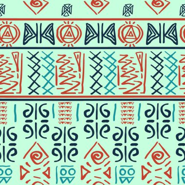 Kesintisiz çizgili desen etnik ve kabile motifleri ile Mısır tema. Vintage retro tekstil baskı vektör çizim için çizim.