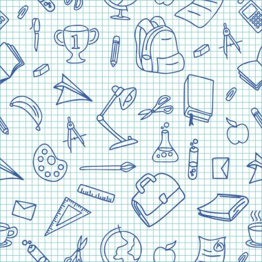 Öğrenci tools nesnesi çizim sorunsuz doodle okul hat sanatı.