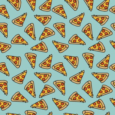 Pizza dilimi seamless modeli şirin elle çizilmiş