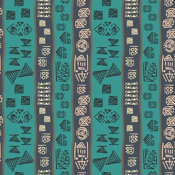 Pruhovaný Vzor Bezešvé Egyptský Motiv Etnickými Tribal Motivy Vintage Retro — Stockový vektor