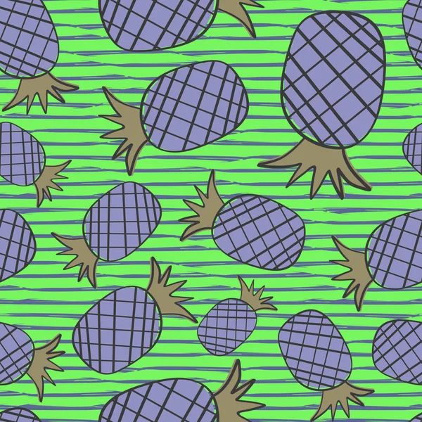 Modèle Ananas Sans Couture Mignon Coloré Main Dessiné — Image vectorielle