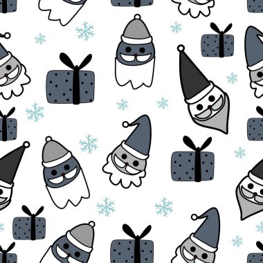 Şirin santa karakter Dikişsiz desen vektör çizim vintage renkler