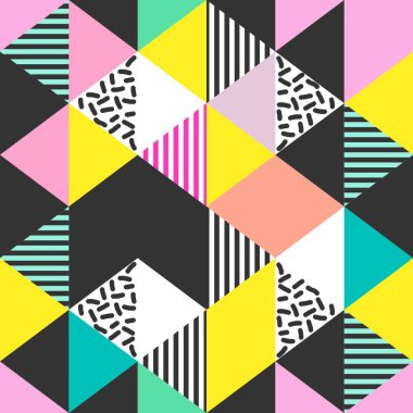 Soyut pastel renkler ile renkli üçgen Dikişsiz desen illüstrasyon vektör