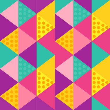Trendy üçgen desen vektör çizim renkli arka plan moda tekstil baskı için hazır