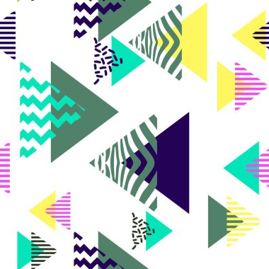 renkli üçgen geometrik Dikişsiz desen vektör çizim memphis 90'lı yılların tarzı ile
