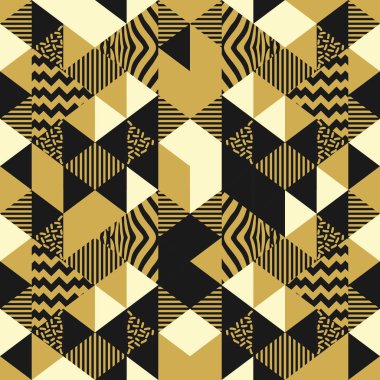 Vektör üçgen desen renkleri siyah ve altın arka plan duvar kağıdı moda tekstil baskı Gösterim amacıyla hazır ile