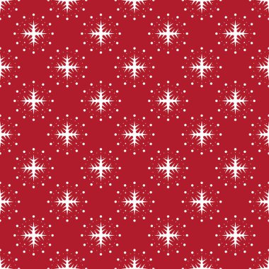 Üzerinde kırmızı zemin moda tekstil baskı ve sarma için hazır izole kar tanesi Dikişsiz desen vektör.