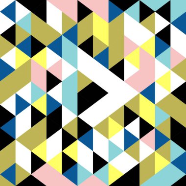 Trendy geometrik Dikişsiz desen vektör çizim. Üçgen vintage tarzı renkli arka plan.