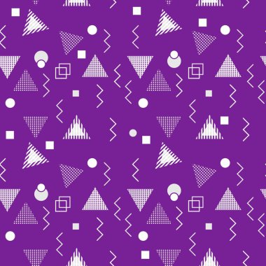 Memphis renkli üçgen desen 90s tasarım vektör sorunsuz arka plan çok renkli. Arka plan illüstrasyon vintage tarzı