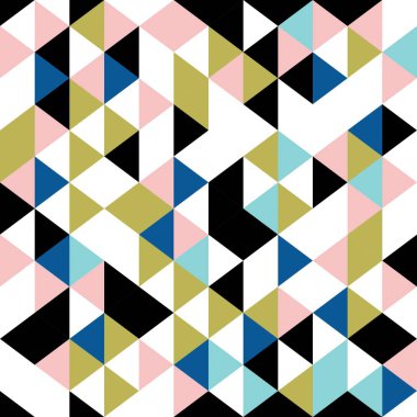 Trendy geometrik Dikişsiz desen vektör çizim. Üçgen vintage tarzı renkli arka plan.