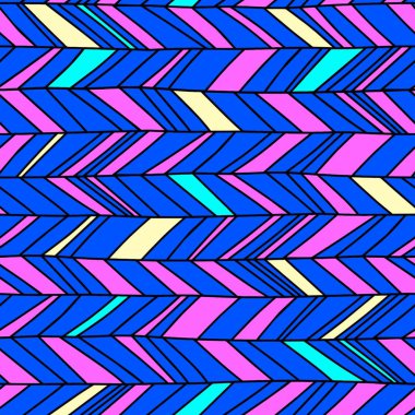 Vintage chevron Dikişsiz desen vektör çizim. Balıksırtı renkli retro arka plan vektör çizim.