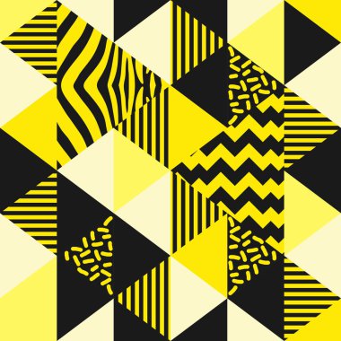 Vektör üçgen desen renkleri siyah ve altın arka plan duvar kağıdı moda tekstil baskı Gösterim amacıyla hazır ile