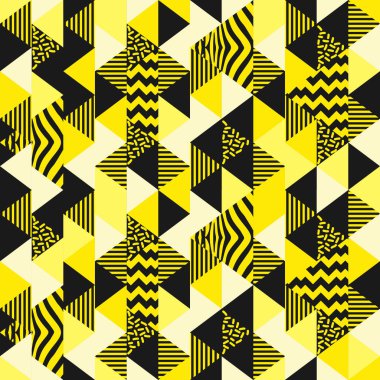 Vektör üçgen desen renkleri siyah ve altın arka plan duvar kağıdı moda tekstil baskı Gösterim amacıyla hazır ile