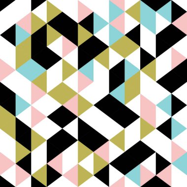 Trendy geometrik Dikişsiz desen vektör çizim. Üçgen vintage tarzı renkli arka plan.