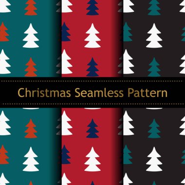 Noel ağacı Dikişsiz desen koleksiyonları vektör çizim arka plan ayarlamak..