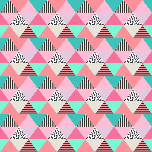 抽象无缝几何样式与三角五颜六色的复古设计向量例证为时尚纺织品打印 — 图库矢量图片