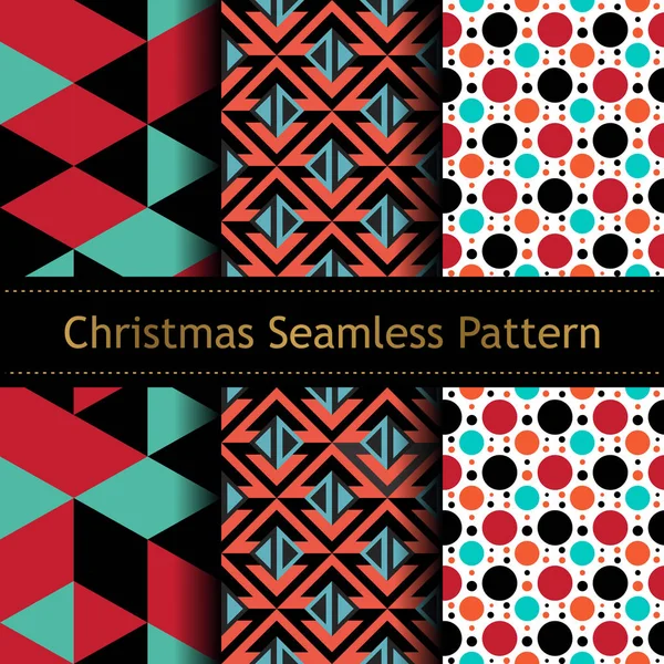 Geometrico Natale Senza Cuciture Pattern Set Collezioni Colorato Sfondo Alla — Vettoriale Stock