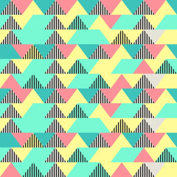 Abstrakte Memphis Geometrisches Dreieck Nahtlose Muster Mit Weichen Farben Hintergrund — Stockvektor