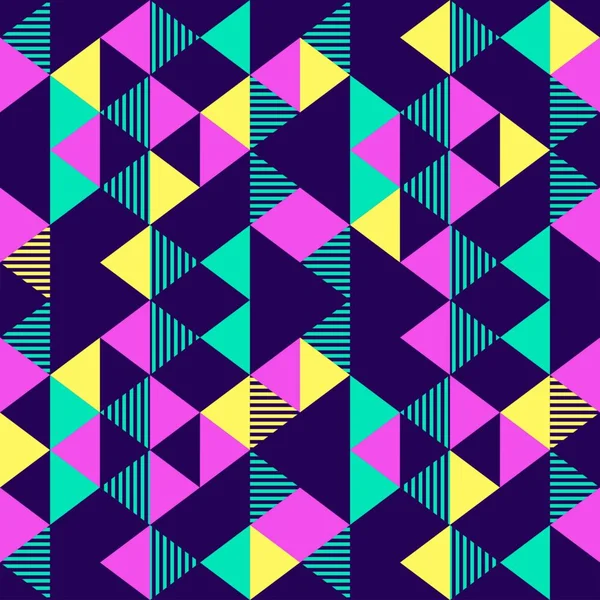 Trendy Colorido Triángulo Geométrico Abstracto Memphis Multicolor Sin Costura Patrón — Archivo Imágenes Vectoriales