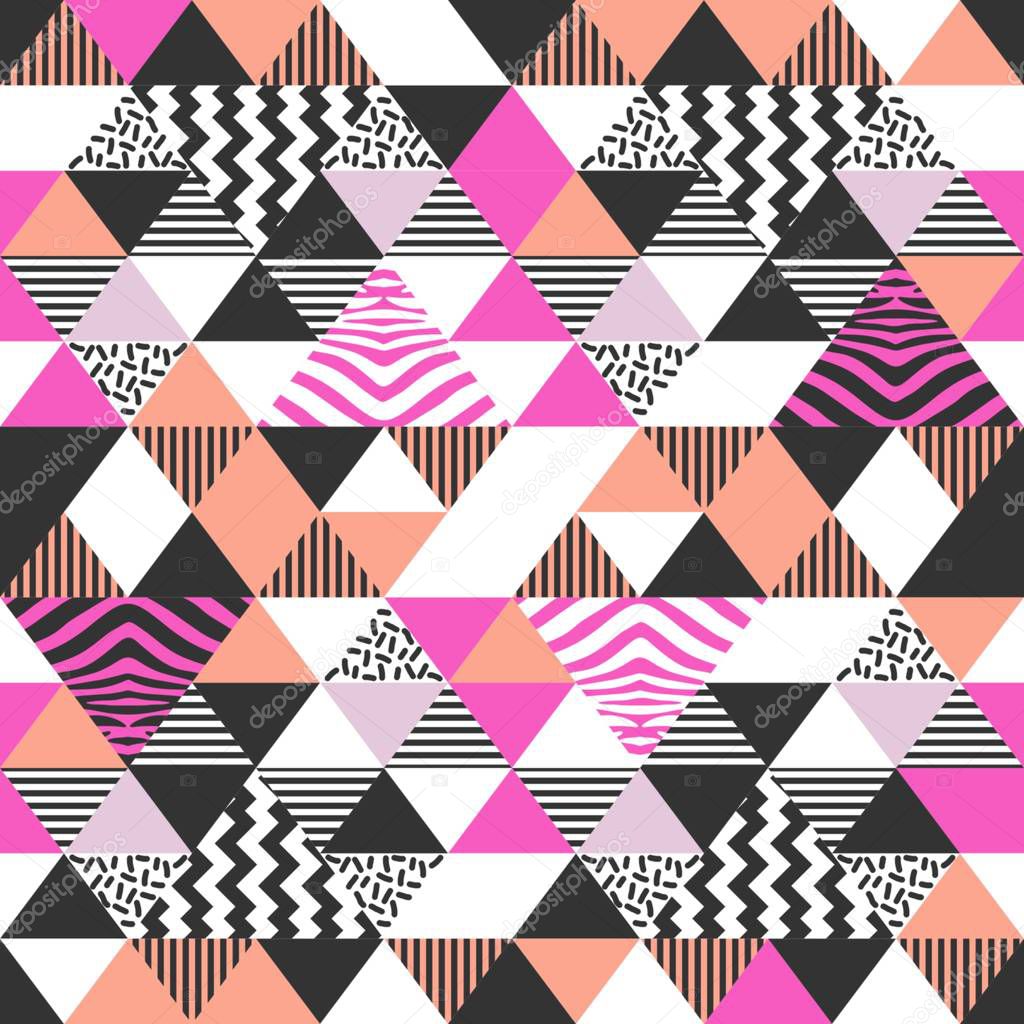 Colorful triangle seamless pattern with abstract pastel colors vector illustration