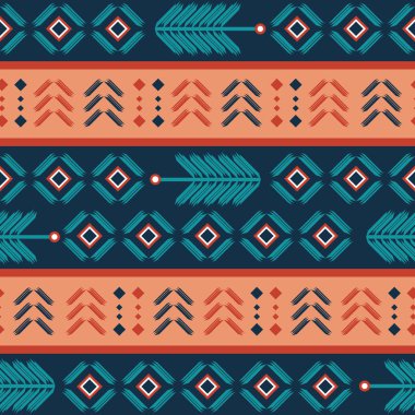 Popüler etnik seamless modeli bohem maya Aztek renkli arka plan ile. Vektör çizim moda tekstil baskı ve duvar kağıdı.
