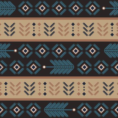 Çok renkli retro arka plan vektör çizim ile trendy etnik seamless modeli. Moda tekstil baskı ve sarma için renkli soyut çizim hazır.