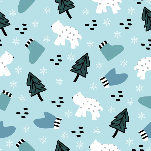 Lindo Patrón Sin Costura Doodle Navidad Colorido Fondo Vector Ilustración — Vector de stock