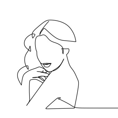 Beauty face girl vector illustration using one continuous line art drawing isolated on white background vector Beauty face girl vector illustration using one continuous line art drawing isolated on white background vector