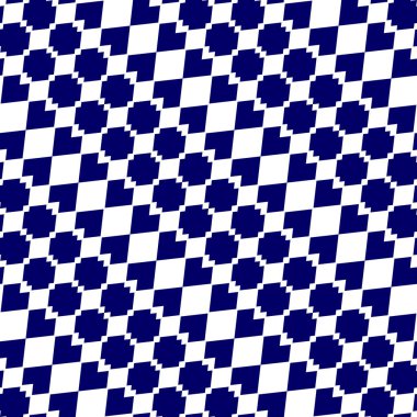 Soyut kafes geometrik Dikişsiz desen vektör çizim arka plan. Mavi ve beyaz renkler moda tekstil baskı ve wall art deco için şeritli satırları.