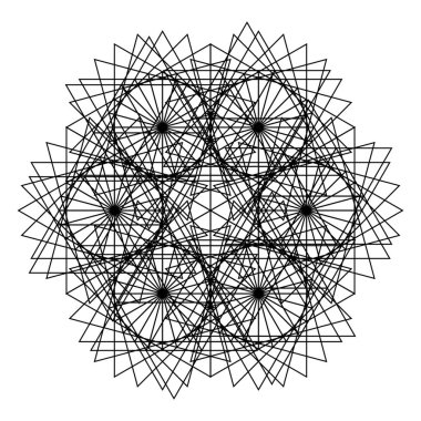 Eski geometri mandala siyah beyaz vektör çizim içinde. Soyut kutsal satırları sembolü.