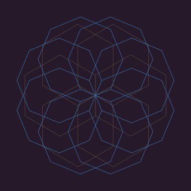 Antik geometrisi soyut mandala kristal çiçek vektör çizim