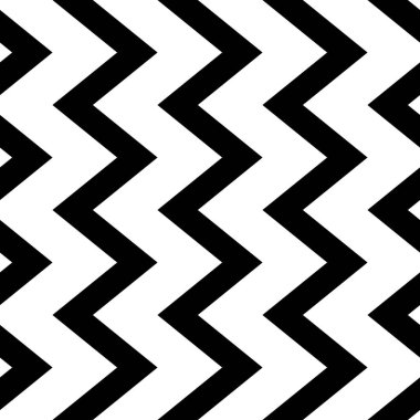 Zikzak Dikişsiz desen vektör. Soyut geometrik çizgiler arka plan siyah ve beyaz renklerde çizimi.