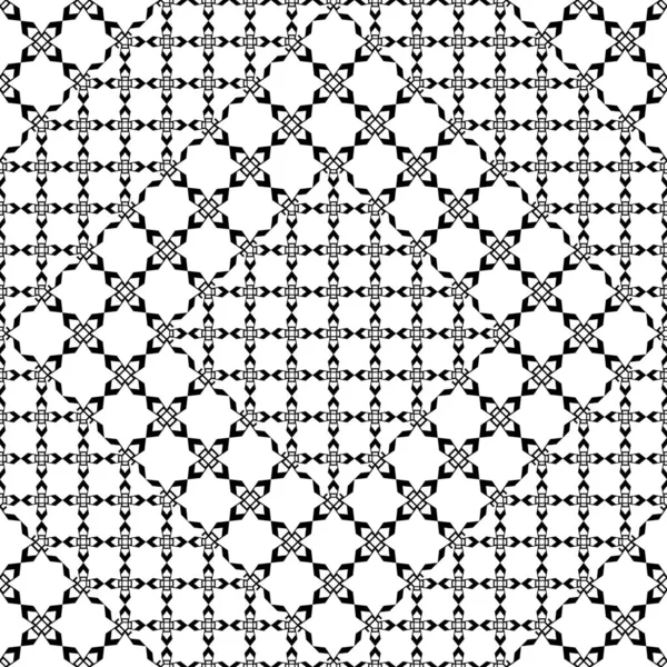モノクロの色で幾何学的なヴィンテージのシームレスなパターン ベクトル イラスト 黒と白の背景の壁の折り返しとファッション テキスタイル プリント幾何学的抽象 — ストックベクタ