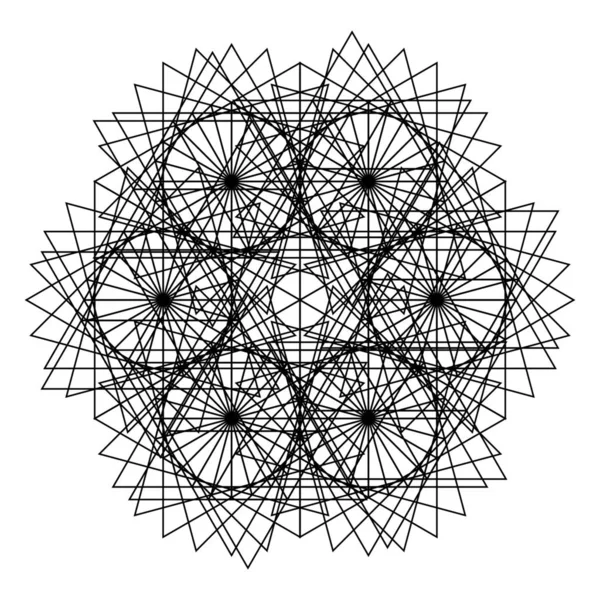 Antica Geometria Mandala Bianco Nero Vettoriale Illustrazione Simbolo Astratto Delle — Vettoriale Stock