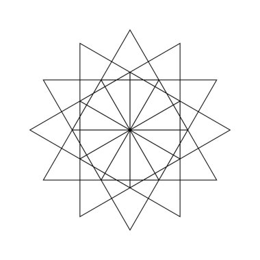 Eski geometri mandala siyah beyaz vektör çizim içinde. Soyut kutsal satırları sembolü.