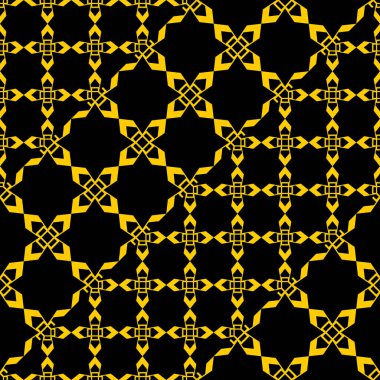 Art deco geometrik soyut tarzı ile seamless modeli. Vintage siyah ve sarı renkler. duvar kaydırma ve tekstil baskı arka plan vektör çizim için altın kavramı.