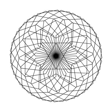 Mandala Kutsal antik geometri vektör çizim siyah ve beyaz. Mistik daire soyut.