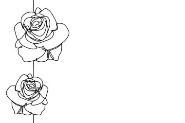 Gül çiçek minimalist tasarım beyaz arka plan üzerinde izole bir çizim için. Vektör çizim poster, afiş ve duvar kağıdı şablon basit zarif sürekli lineart stili.