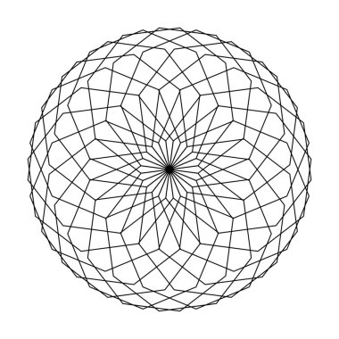 Mandala Kutsal antik geometri vektör çizim siyah ve beyaz. Mistik daire soyut.