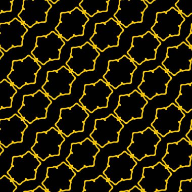 Art deco geometrik soyut tarzı ile seamless modeli. Vintage siyah ve sarı renkler. duvar kaydırma ve tekstil baskı arka plan vektör çizim için altın kavramı.