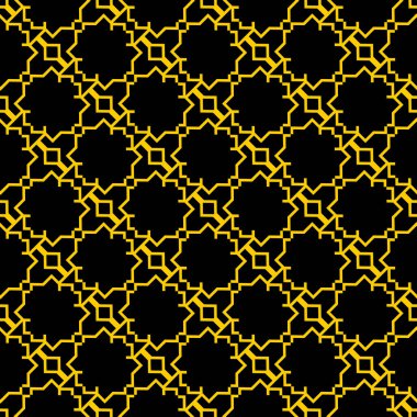 Art deco Dikişsiz desen vektör çizim. Zarif çizgiler altın renkleri satır. Sarı ve siyah arka plan duvar kağıdı.