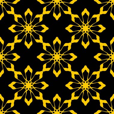 Art deco geometrik soyut tarzı ile seamless modeli. Vintage siyah ve sarı renkler. duvar kaydırma ve tekstil baskı arka plan vektör çizim için altın kavramı.