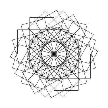 Mandala Kutsal antik geometri vektör çizim siyah ve beyaz. Mistik daire soyut.