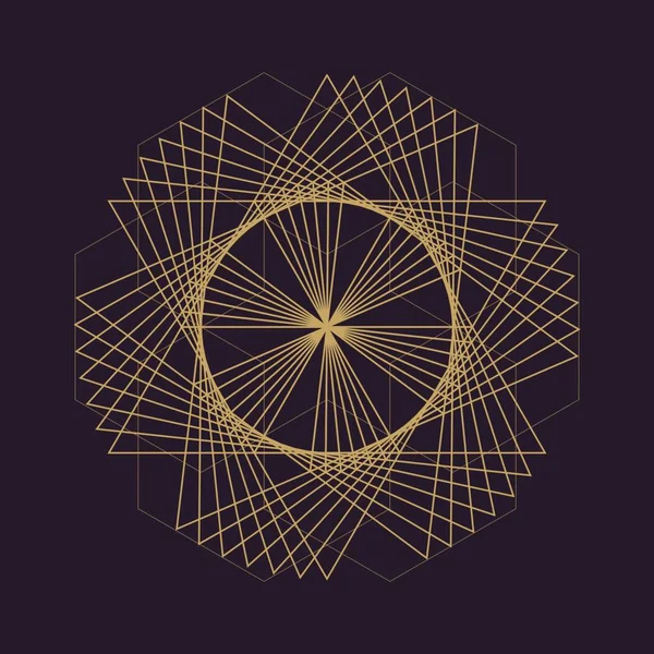 Ilustrasi Vektor Garis Mandala Lingkaran Abstrak Geometri Kuno - Stok Vektor