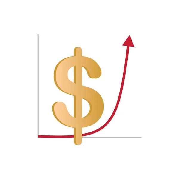 Dólar Aumentar Logotipo Icono Signo Concepto Aislado Fondo Blanco Vector — Vector de stock
